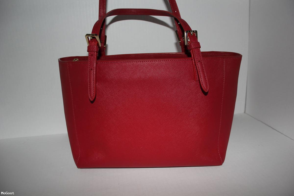 TORY BURCH Red Saffiano Leather York Buckle Tote Bag / Mogost Auctions
