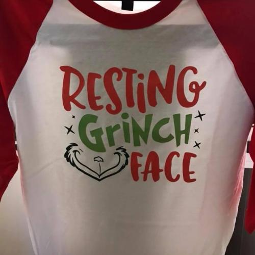 Adult Raglan Shirt - Resting Grinch Face