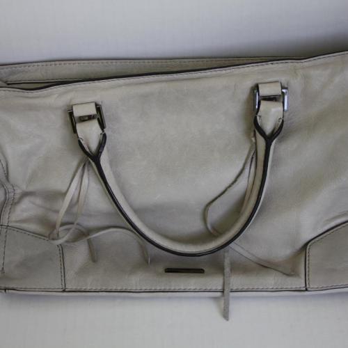 Authentic Rebecca Minkoff Regan Satchel Tote gray Distressed Leather MSRP $325
