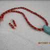 Turquoise and Fresh Water Pearls pendant necklace with earrings