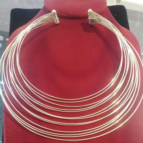 Vtg Rare 1 of Kind Navajo 13 Spring Wire Strand Bib Sterling Choker Necklace
