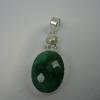 Vintage Sterling Silver Emerald & Pearl Pendant