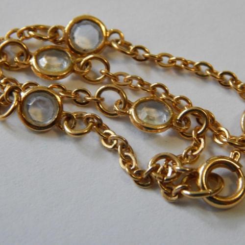 Vintage Gold Tone Bezel Crystal Petite Bracelet 7