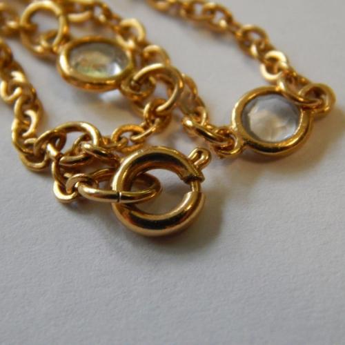 Vintage Gold Tone Bezel Crystal Petite Bracelet 7