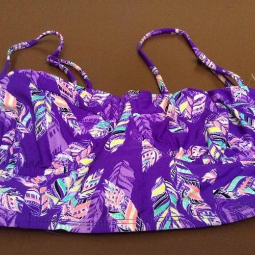 NEW Hobie Purple Feather Print Bikini Set Size Large
