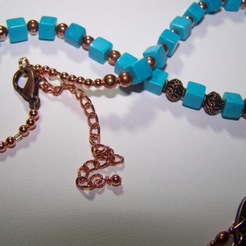 TURQUOISE W/COPPER 17 1/2 Inch Necklace-Awsome Colors