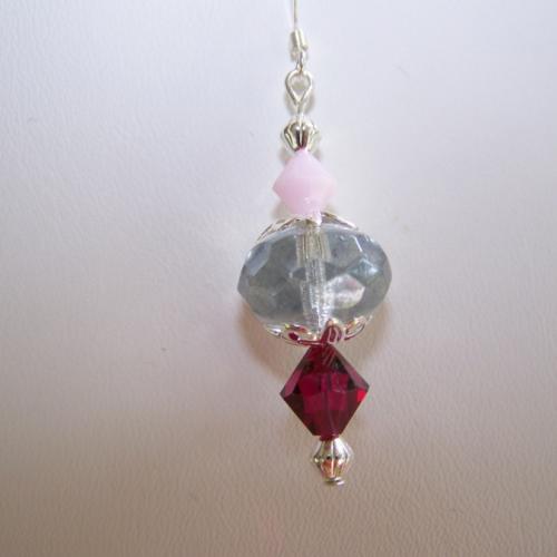 ALABASTER ROSE and RUBY Crystal - 2 inch Dangles