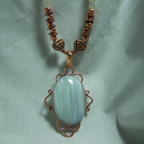 Whipser-Gorgeous AGATE - MOONSTONE and COPPER 20 inch Necklace