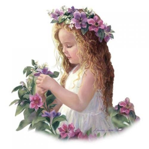 Passion Flower Girl in Pinks and Purples on Sweatshirt - You Pick Size and Colla