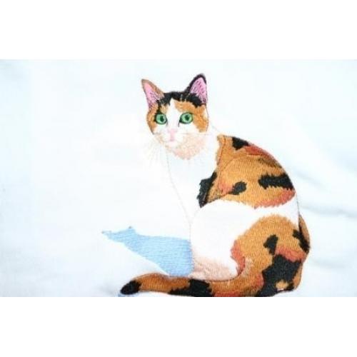 Adult Sweatshirt - Embroidered with a Calico Cat - U Pic Size and Collar