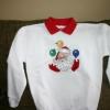 Embroidered White Sweatshirt w\/Santa juggling Christmas Bulbs - U Pic Size and