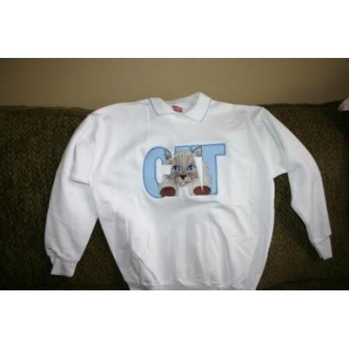 Adult Sweatshirt - Embroidered with CAT - U Pic Size and Collar - Small to XXL