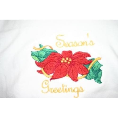 Adult Sweatshirt - Embroidered with Seasons Greetings and a Pointsettia-U Pic Si