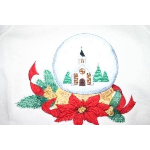 Adult Sweatshirt - Embroidered with a Beautiful Snowglobe-U Pick Size Small-XXLa