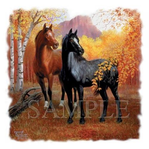 Beautiful Horses on Autumn Trails T-Shirt - U Pic Size  - Small to XXLarge