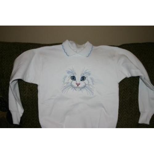 Adult Embroidered Sweatshirt with Cat Face