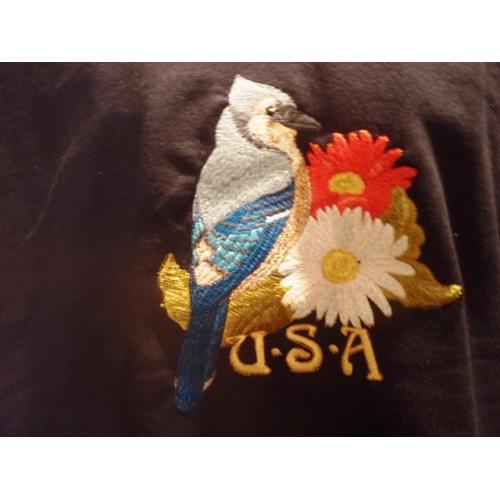USA - Beautiful Blue Jay with Colored Daisy -  Sweatshirt - U Pic Size and Colla