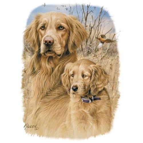 Golden Retriever Dog and Puppy on White Sweatshirt - The Legacy - U Pic Size and