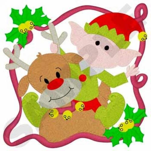 Reindeer & Elf Frame - Customization for free - U Pic Size and Collar