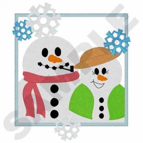 Snowman Couple Frame - Customization for free - U Pic Size and Collar