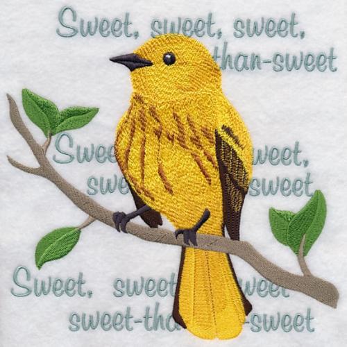 Adult Sweatshirt - Embroidered with a Yellow Warbler  -  U Pic Size and Collar