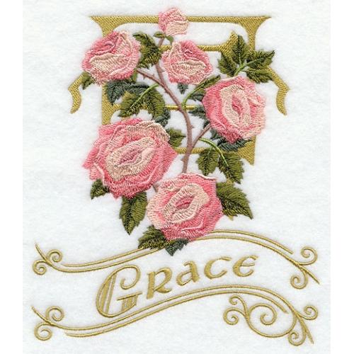Adult Sweatshirt - Embroidered - Victorian Pink Roses and "Grace"   -