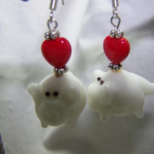 This Little Piggy-Adorable White Pigs-Dangle Earrings