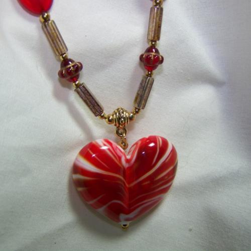 AFFAIR Of The HEART Ooak Lampwork Necklace-18 1/4 inch