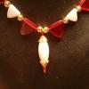 RED and WHITE PYRAMID Beads W/Pendant Necklace-Awsome Look