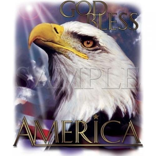 Eagle Head with God Bless America on a White T-Shirt