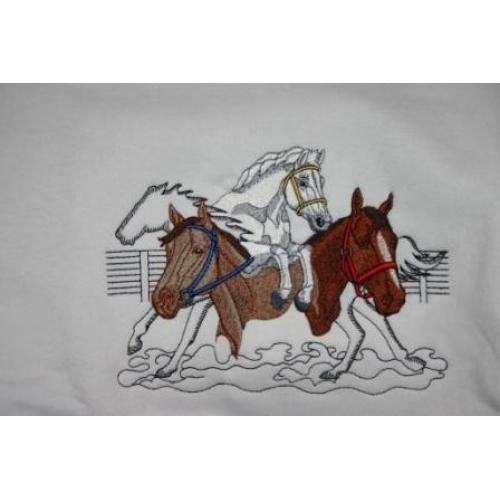 Adult Embroidered Sweatshirt with Horse Scene