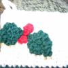 Green Knitted Christmas Mitten with Holly Leaf Stocking