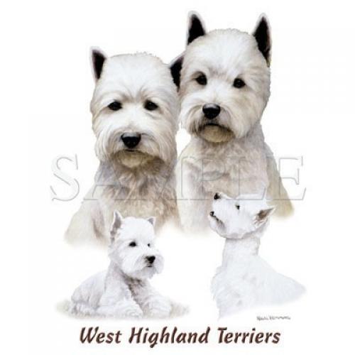 Cute West Highland Terriers on Sweatshirt - U Pic Size and Collar - Small to XXL
