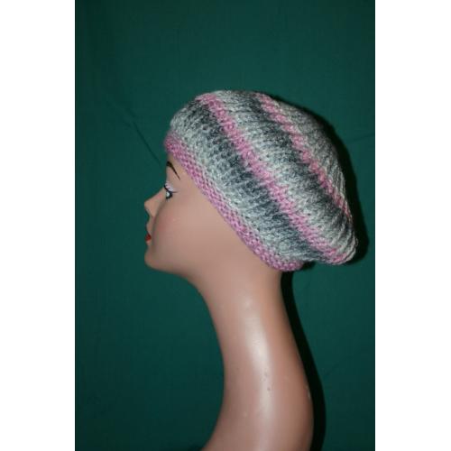 Wee Wee - The feel of Paris - Beautiful Knitted Beret in Varigated Pinks and Gra