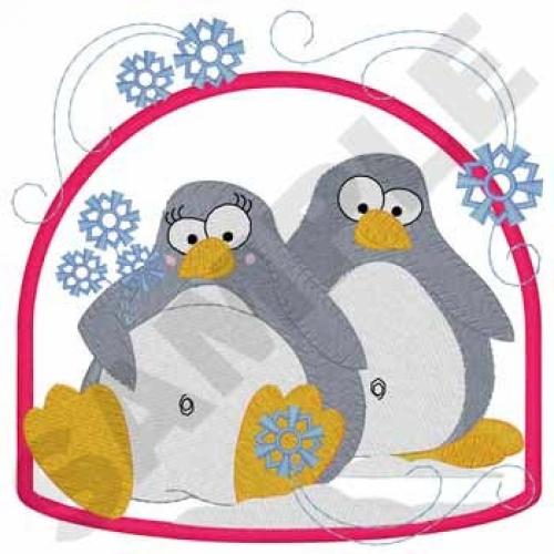 Rolly Polly Penguins Frame - Customization for free - U Pic Size and Collar