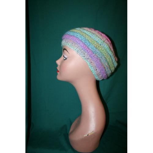 Wee Wee - The feel of Paris - Beautiful Knitted Beret in Varigated Pinks, Greens