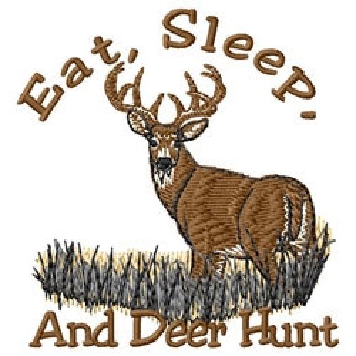 Adult Sweatshirt - Embroidered with Eat, Sleep And Deer Hunt with Large Buck - U