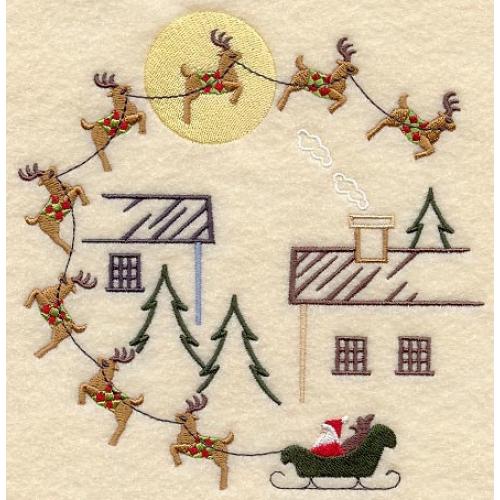 Santa and Reindeer on Sweatshirt - U Pic Size and Collar - Small to XXLarge