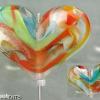 Encased Color Ooak Lampwork Heart Glass Focal Bead