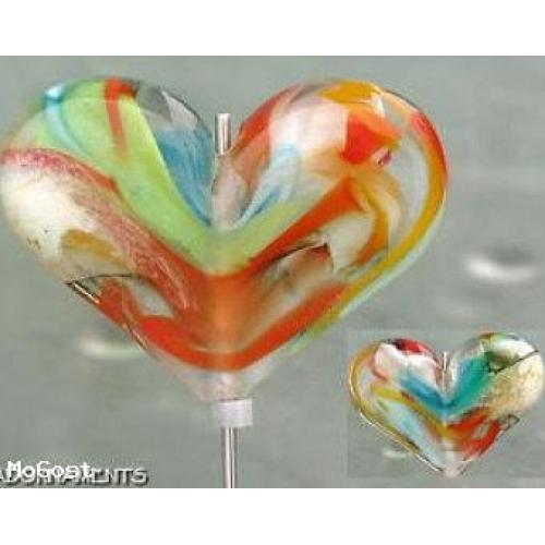 Encased Color Ooak Lampwork Heart Glass Focal Bead