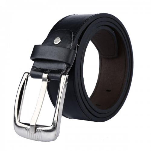 Mens-Womens-PU-Leather-Casual-Belt-Square-Silver-Buckle