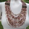 Vintage 1960s South Western Wood Micro Bead Multi Strand Necklace 20-26