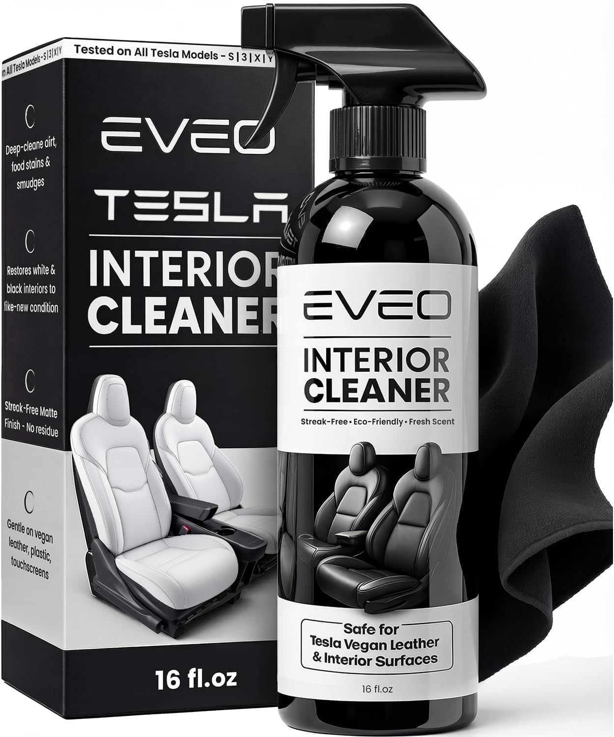 EVEO TESLA Interior Cleaner Kit - (16oz) Tesla Model Y Juniper Accessories & Tesla Model 3 Accessories | Tesla Seat Cleaner, Car Interior Cl