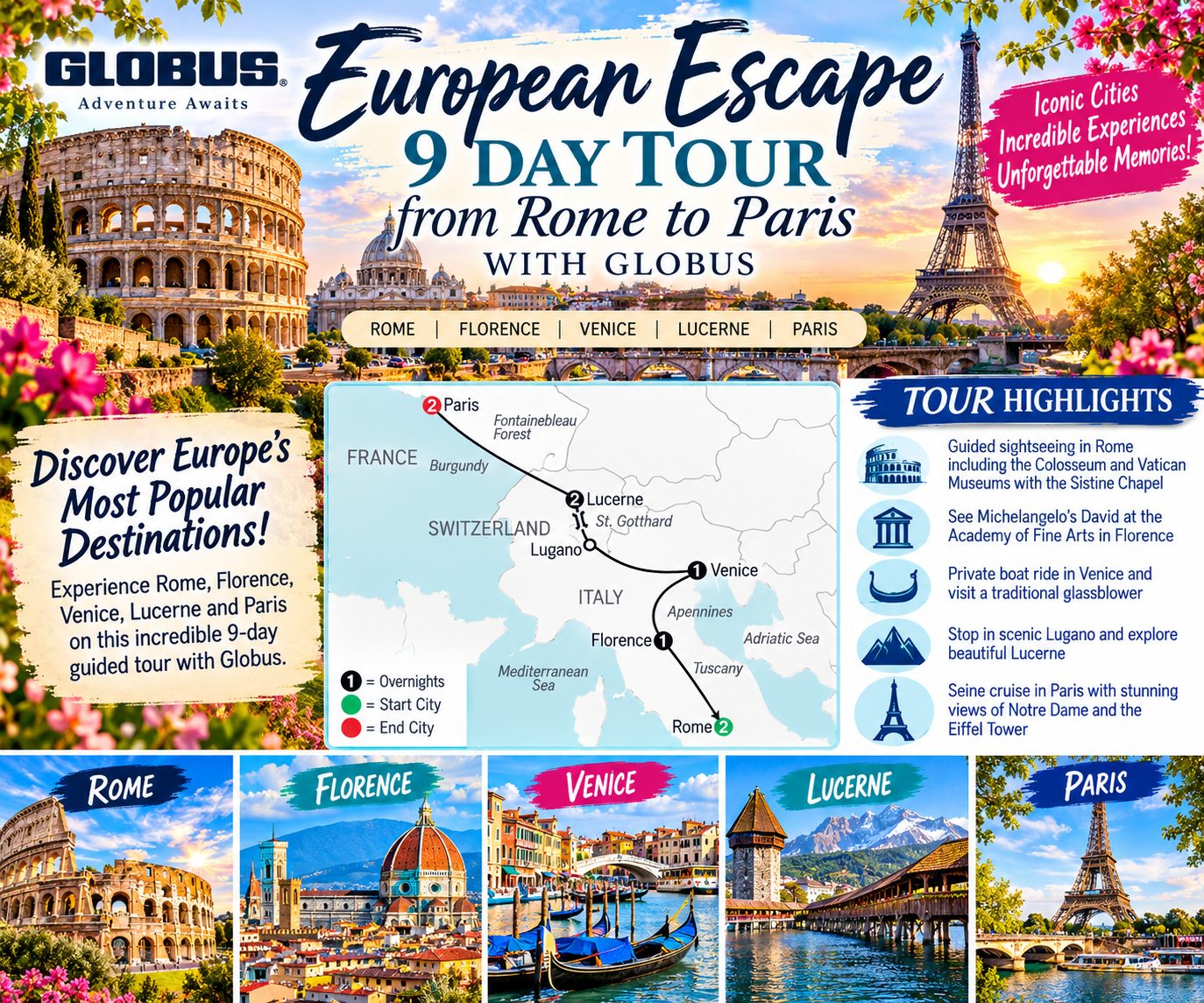 🌍✈️ EUROPEAN ESCAPE – 9 DAYS, 3 COUNTRIES & 5 INCREDIBLE CITIES! 🇮🇹🇨🇭🇫🇷